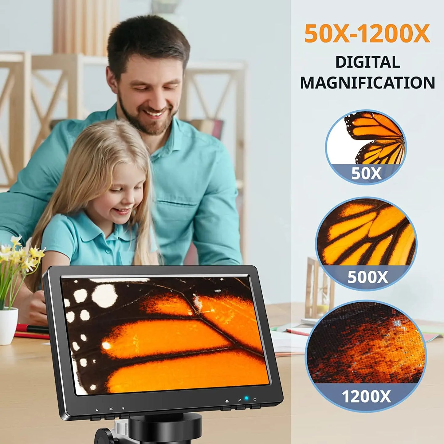 Microscópio Eletrônico Digital com ampliação 1200x hd usb para reparo com luz led