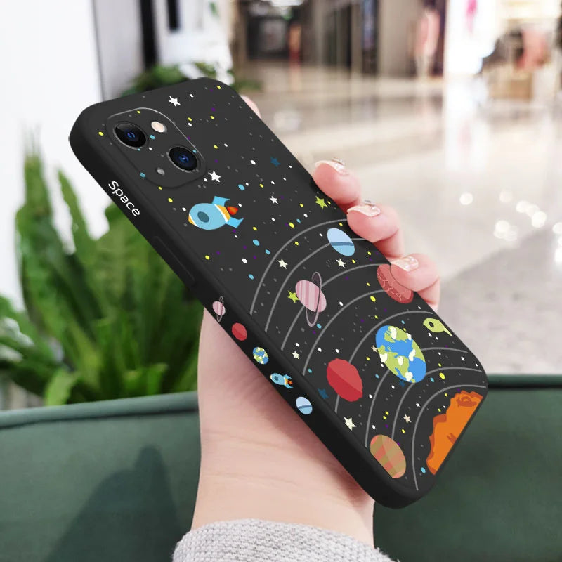 Capa de telefone do universo lunar para iPhone 16 15 14 13 12 11 Pro Max Mini X XR XS MAX 8 7 Plus 6 6S Plus Cover