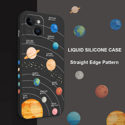 Capa de celular do Sistema Solar para iPhone 16 15 14 13 12 11 X XR XS Plus Pro Max Mini capa de silicone