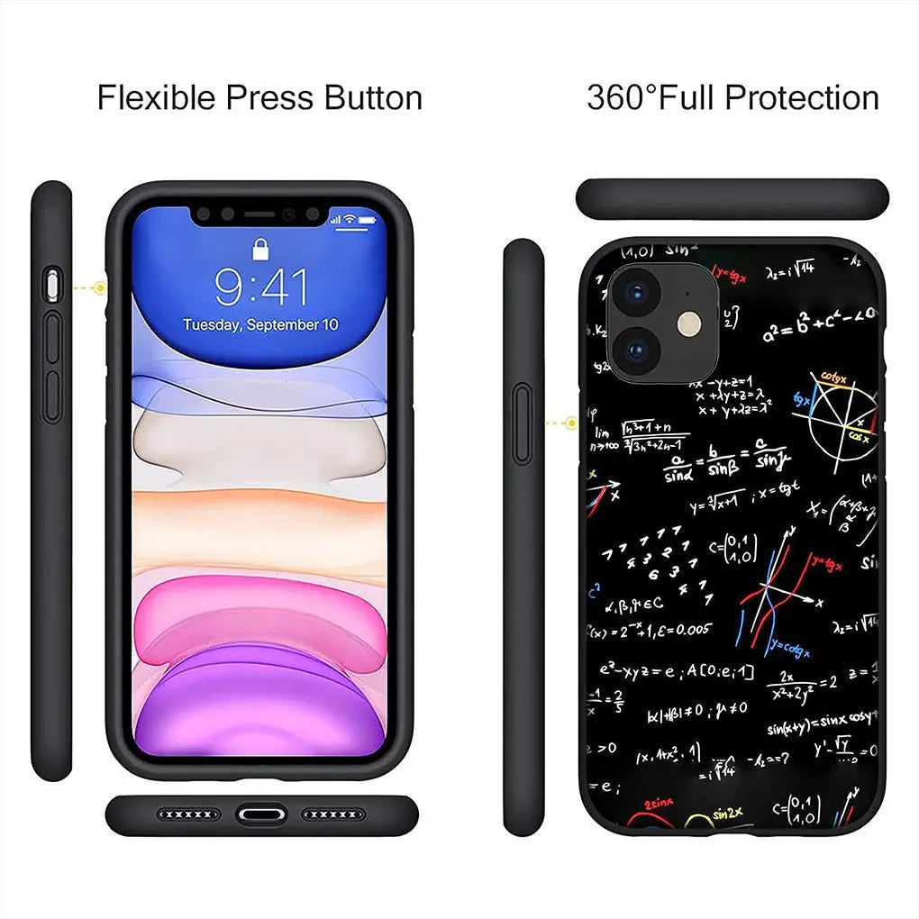 Capa de Celular de Química, Matemática e Física para Apple iPhone 16 15 14 13 12 11 Pro Max 6 6S Plus + SE 14+ 16