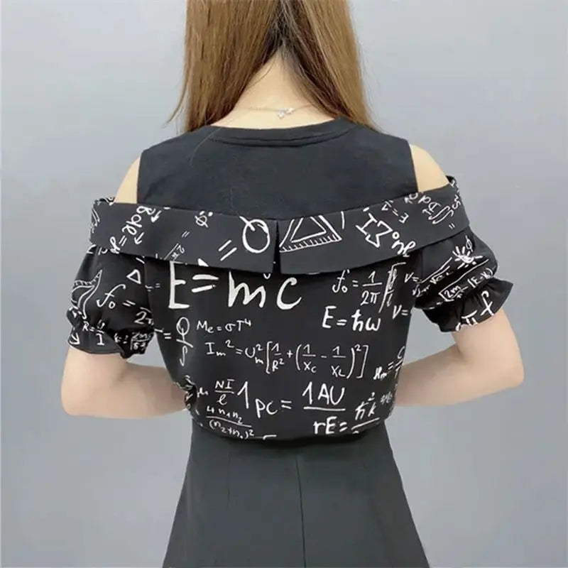 Conjunto Feminino de Matemática Chiffon com retalhos Commuter