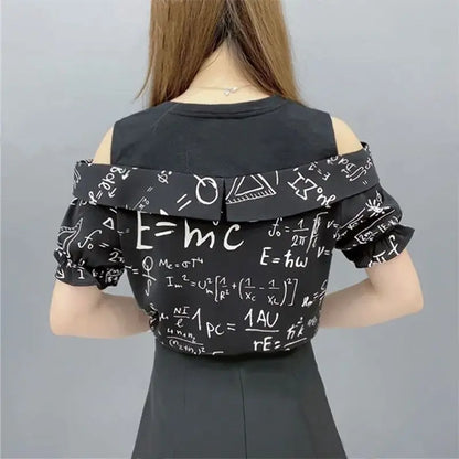 Conjunto Feminino de Matemática Chiffon com retalhos Commuter