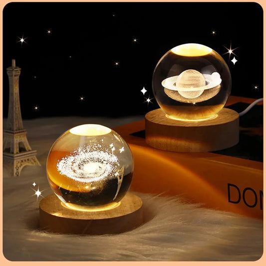 Luminária de Bola Astronômica de Vidro 3D para Decoração