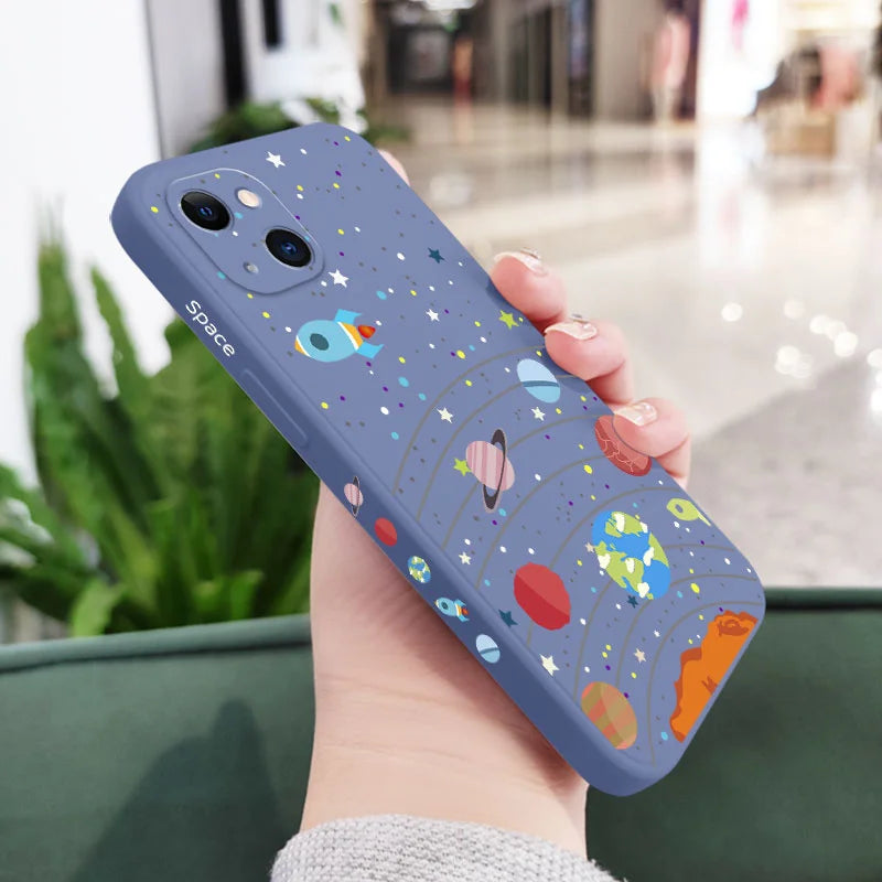 Capa de telefone do universo lunar para iPhone 16 15 14 13 12 11 Pro Max Mini X XR XS MAX 8 7 Plus 6 6S Plus Cover