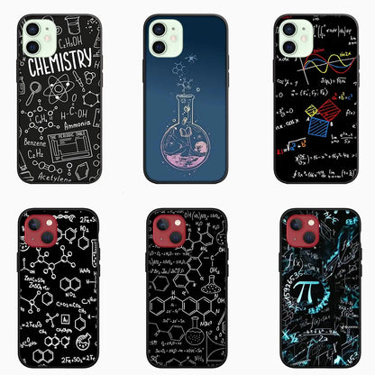 Capa de Celular de Química, Matemática e Física para Apple iPhone 16 15 14 13 12 11 Pro Max 6 6S Plus + SE 14+ 16
