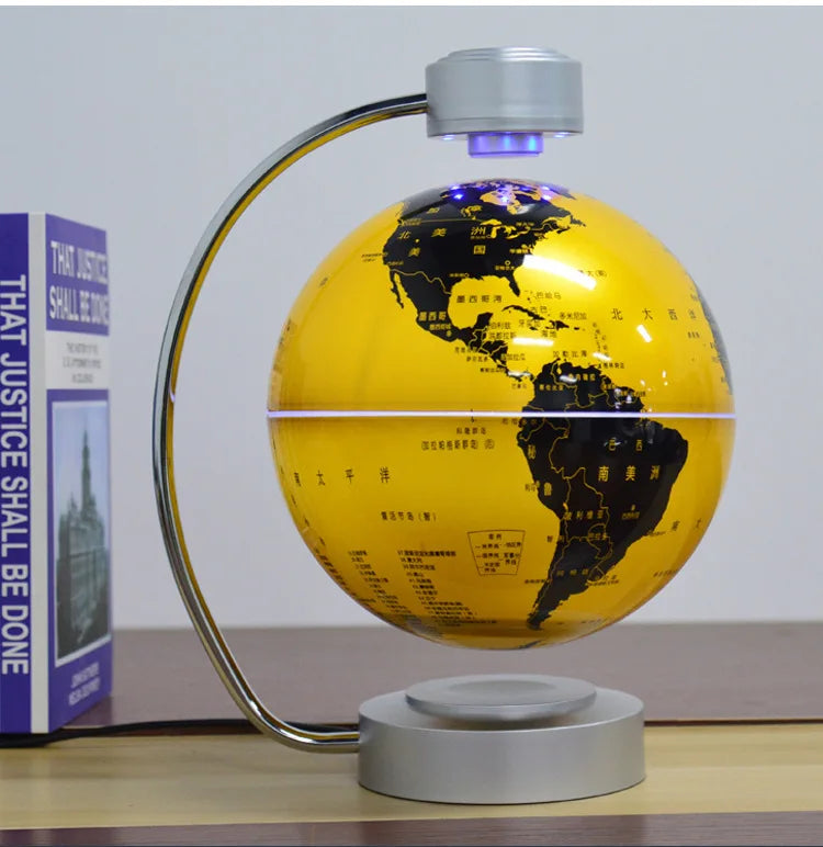 Mapa Mundi de levitação Magnética Giratória e Flutuante com Luz para Decoração