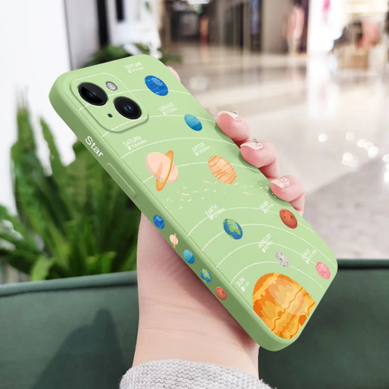 Capa de celular do Sistema Solar para iPhone 16 15 14 13 12 11 X XR XS Plus Pro Max Mini capa de silicone