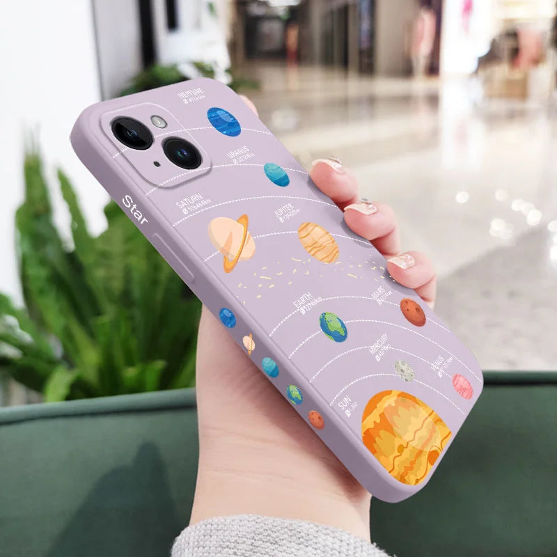 Capa de celular do Sistema Solar para iPhone 16 15 14 13 12 11 X XR XS Plus Pro Max Mini capa de silicone