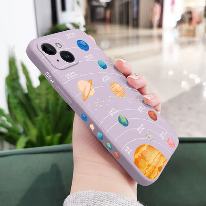 Capa de celular do Sistema Solar para iPhone 16 15 14 13 12 11 X XR XS Plus Pro Max Mini capa de silicone