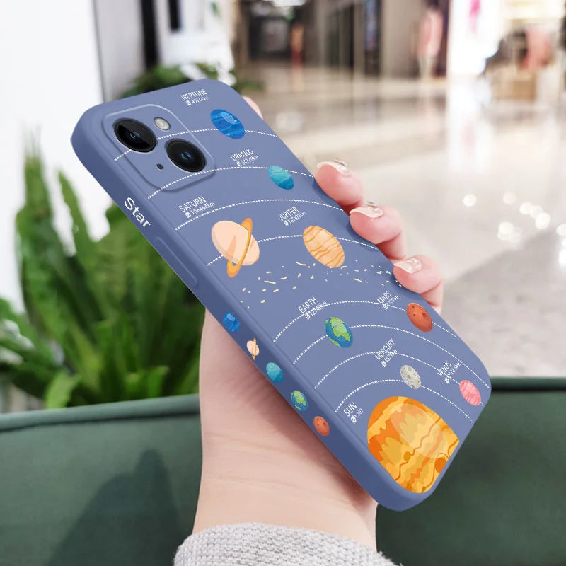 Capa de celular do Sistema Solar para iPhone 16 15 14 13 12 11 X XR XS Plus Pro Max Mini capa de silicone