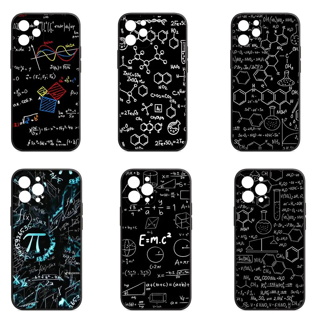 Capa de Celular de Química, Matemática e Física para Apple iPhone 16 15 14 13 12 11 Pro Max 6 6S Plus + SE 14+ 16