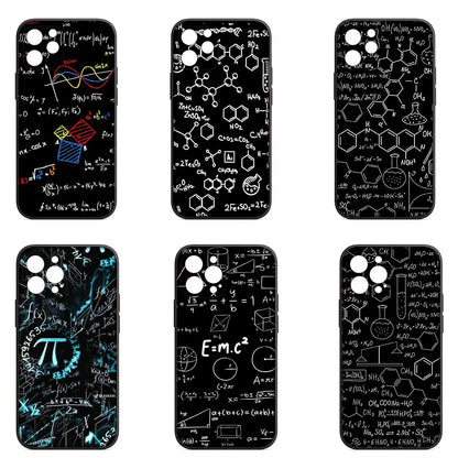 Capa de Celular de Química, Matemática e Física para Apple iPhone 16 15 14 13 12 11 Pro Max 6 6S Plus + SE 14+ 16