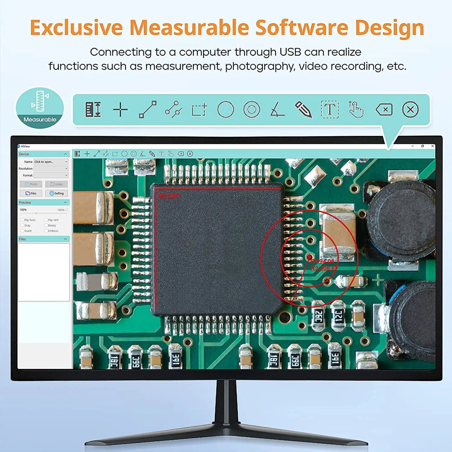 Microscópio Eletrônico Digital com ampliação 1200x hd usb para reparo com luz led