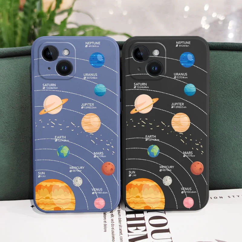 Capa de celular do Sistema Solar para iPhone 16 15 14 13 12 11 X XR XS Plus Pro Max Mini capa de silicone