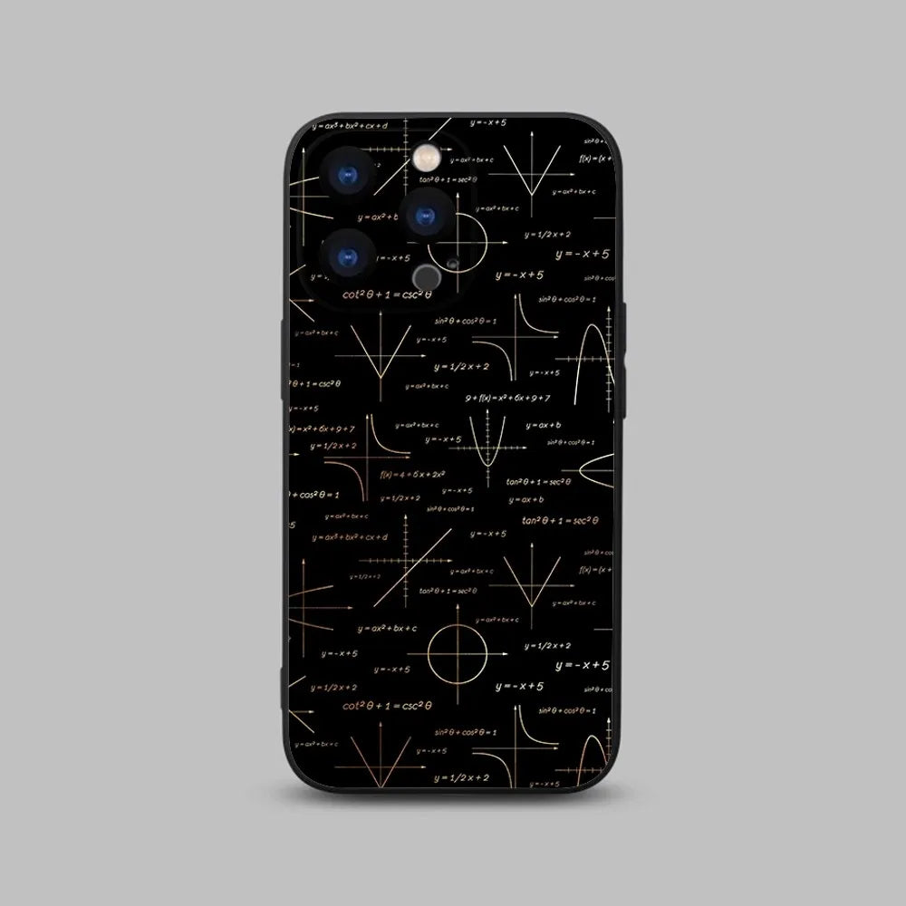 Capa de Física, Química e Matemática para iphone 15,14,13,12,11 Plus,Pro,Max,XR,XS,X,7,8 Plus,SE,Mini Silicone Macio