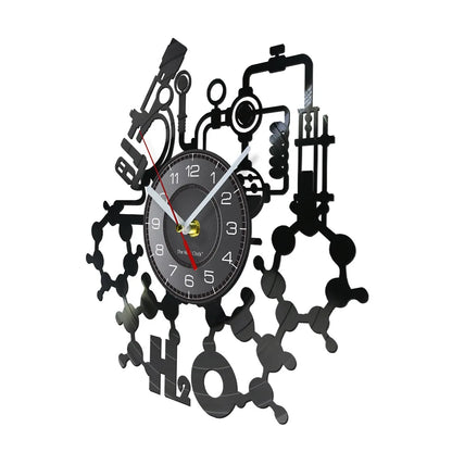 Relógio de Parede de Registro de Vinil com Estrutura de Moléculas de Química