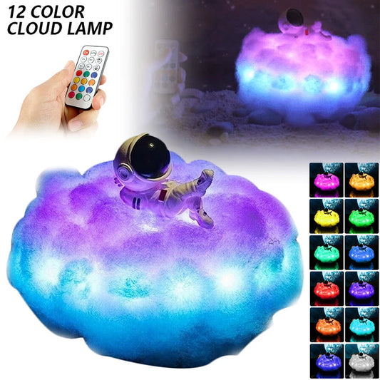 LED colorido com Astronauta nas Nuvens para Decoração de Casa