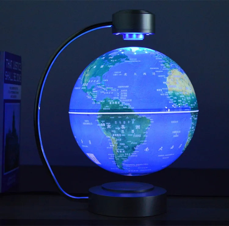 Mapa Mundi de levitação Magnética Giratória e Flutuante com Luz para Decoração