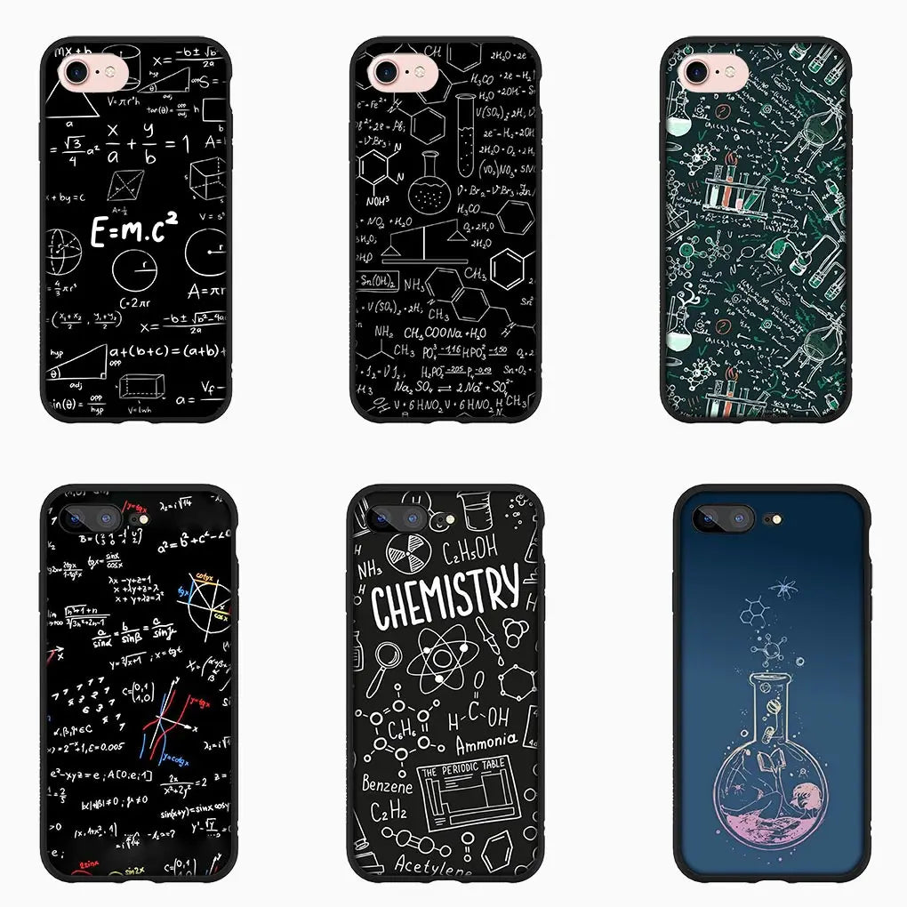 Capa de Celular de Química, Matemática e Física para Apple iPhone 16 15 14 13 12 11 Pro Max 6 6S Plus + SE 14+ 16
