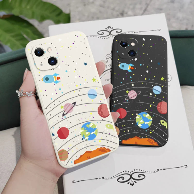 Capa de telefone do universo lunar para iPhone 16 15 14 13 12 11 Pro Max Mini X XR XS MAX 8 7 Plus 6 6S Plus Cover