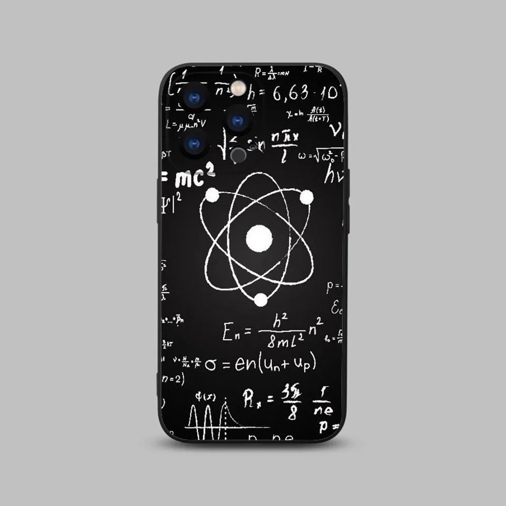 Capa de Física, Química e Matemática para iphone 15,14,13,12,11 Plus,Pro,Max,XR,XS,X,7,8 Plus,SE,Mini Silicone Macio