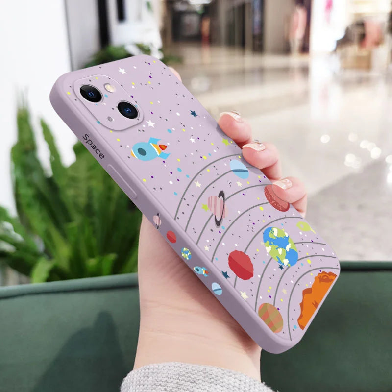 Capa de telefone do universo lunar para iPhone 16 15 14 13 12 11 Pro Max Mini X XR XS MAX 8 7 Plus 6 6S Plus Cover