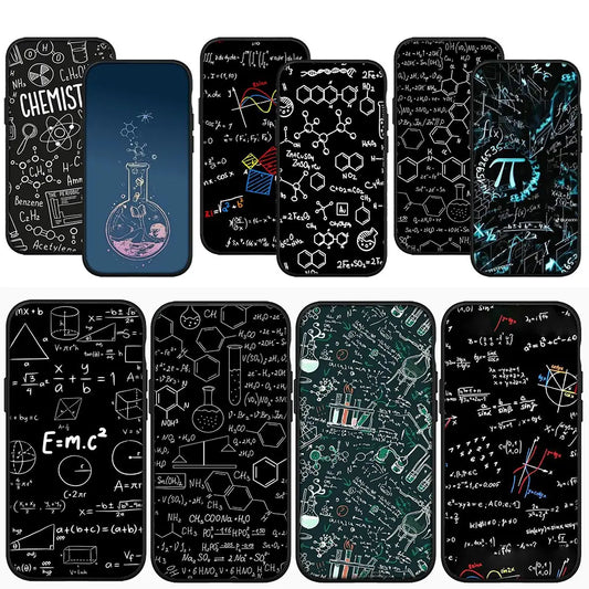 Capa de Celular de Química, Matemática e Física para Apple iPhone 16 15 14 13 12 11 Pro Max 6 6S Plus + SE 14+ 16