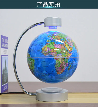 Mapa Mundi de levitação Magnética Giratória e Flutuante com Luz para Decoração