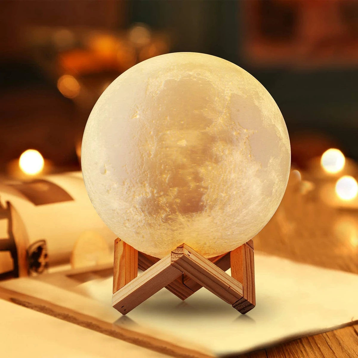 Lua de LED com suporte Estrelado para Decoração do Quarto