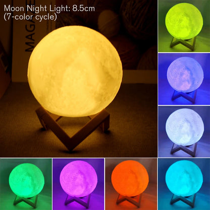 Lua de LED com suporte Estrelado para Decoração do Quarto