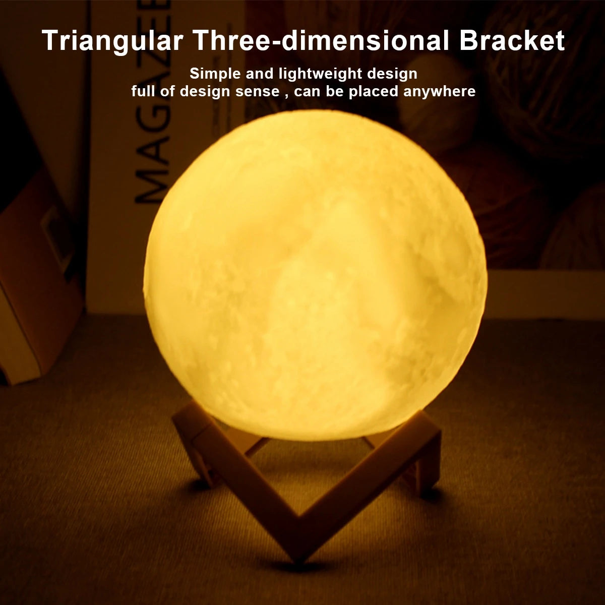 Lua de LED com suporte Estrelado para Decoração do Quarto