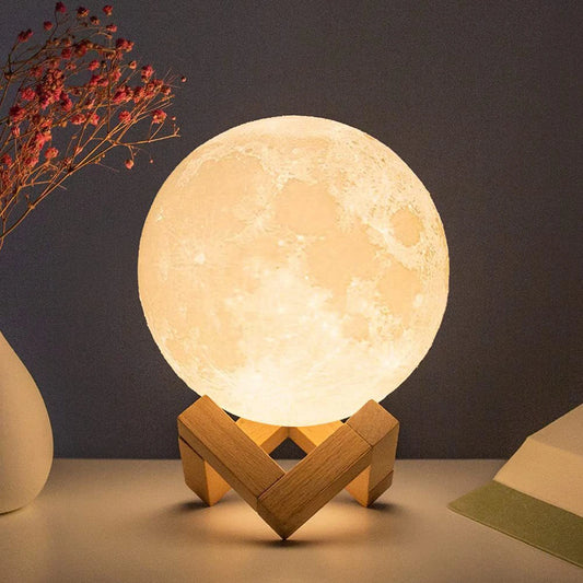 Lua de LED com suporte Estrelado para Decoração do Quarto