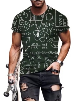 Camisa com Fórmulas de Química, Matemática, Física e Biologia